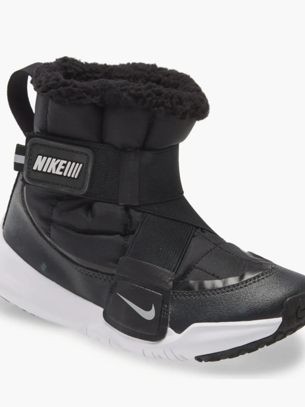 Nike Kids Black and White Insulated Strap Boots
